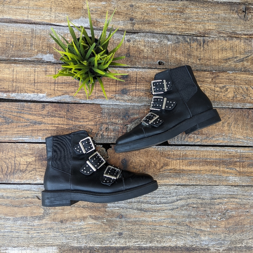 Urban Outfitters Zoe Triple Strap Buckle Ankle Boots
